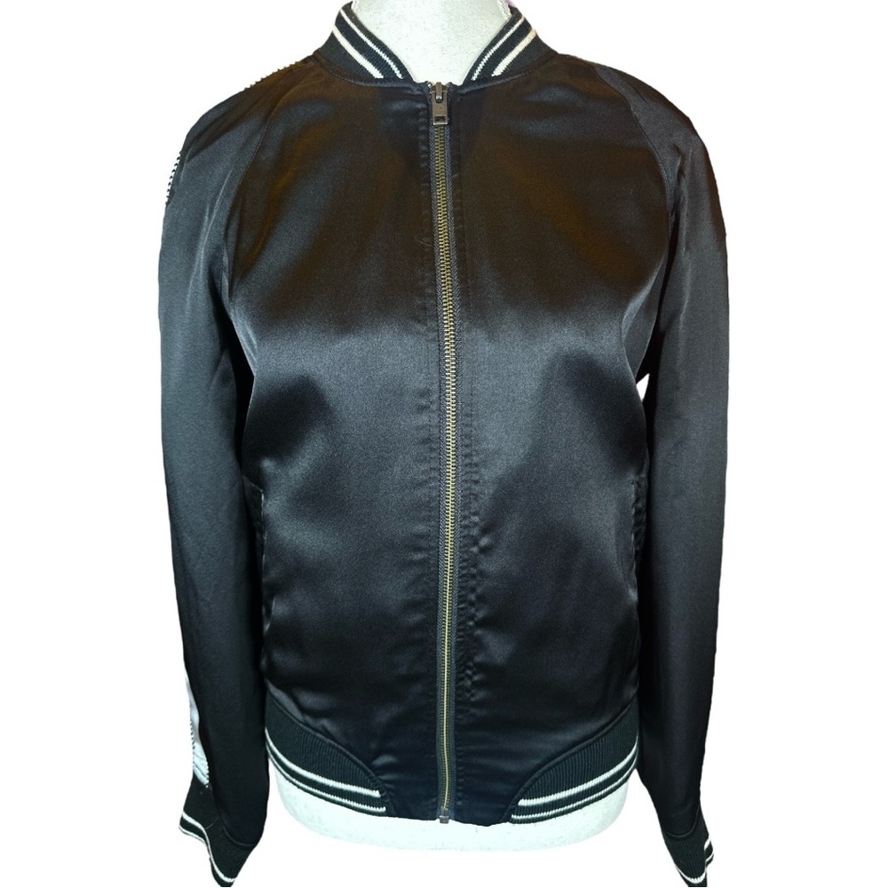 American Eagle Outfitters Black Varsity Bomber Jacket